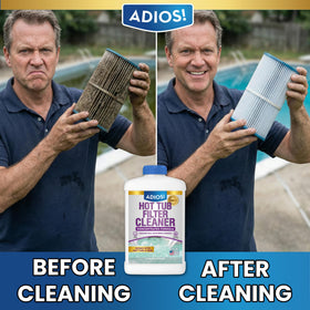 ADIOS! grease-dissolution action dissolves sunscreen and oils on a filter