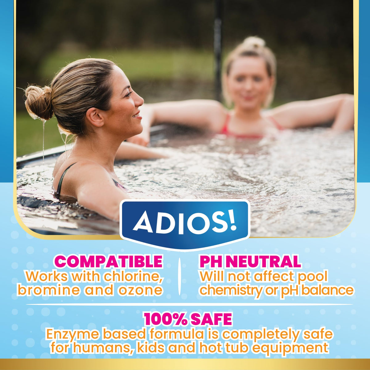 Spa water appears clearer after using ADIOS Spa Scum Stopper in the hot tub.