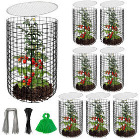 Adnee eight-pack wire plant protectors with cover shield flowers and vegetables from animals.