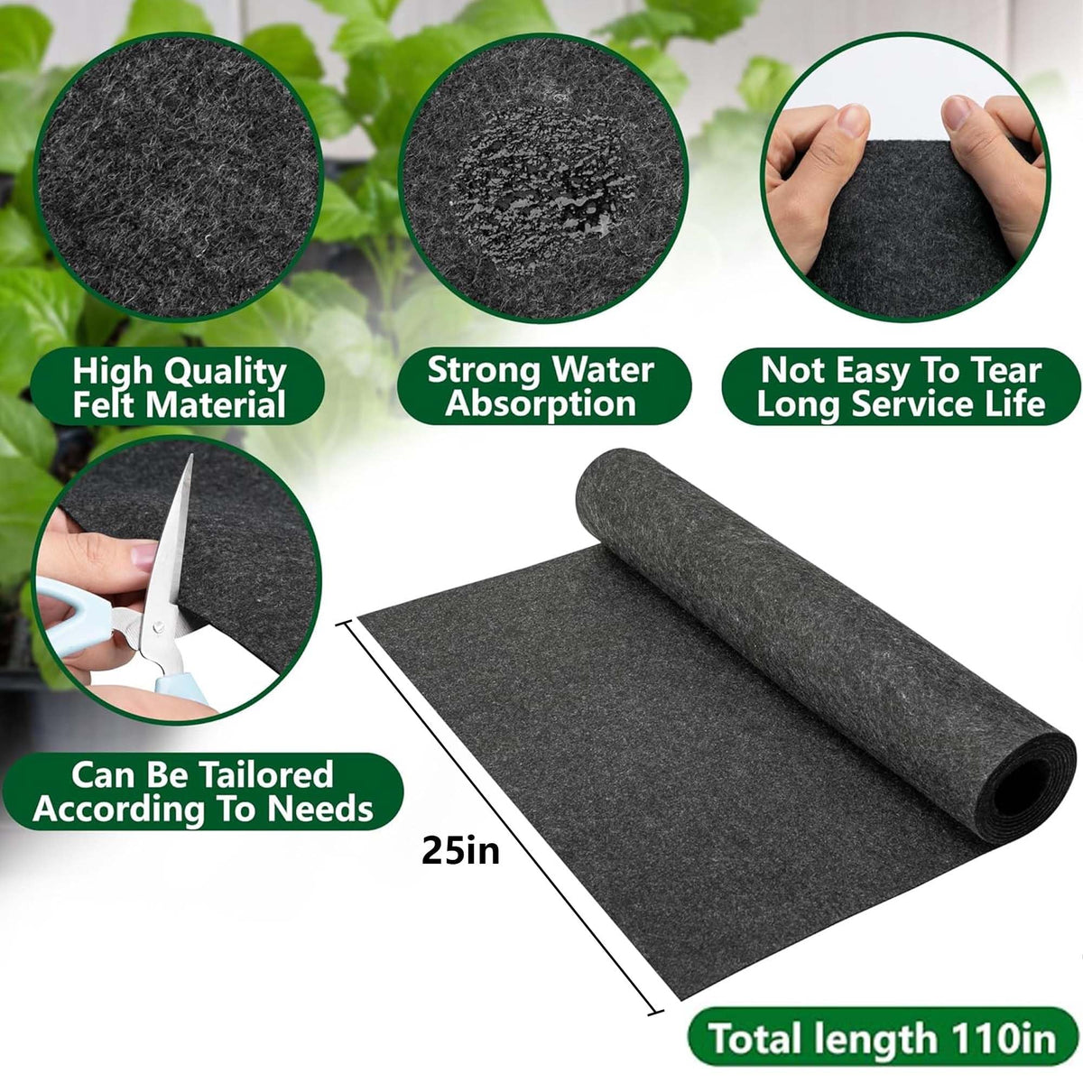 Adnee capillary mat in self-watering setup supports roots with steady moisture