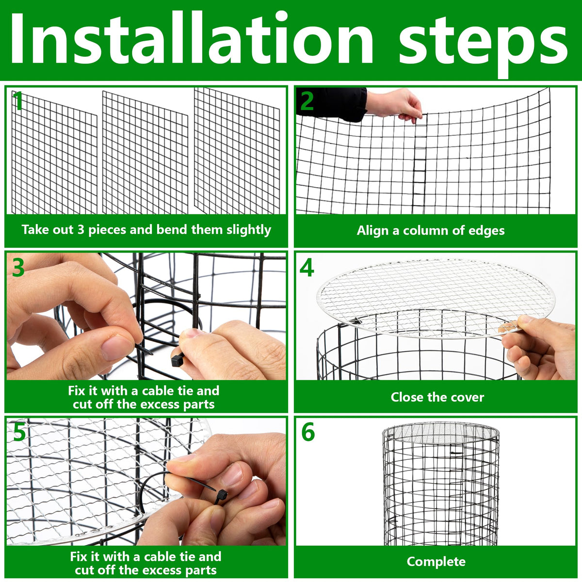 Adnee tool-free assembly lets you cage plants quickly around stems and soil.