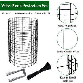 Adnee ground stakes and nylon ties securely anchor the cage to soil