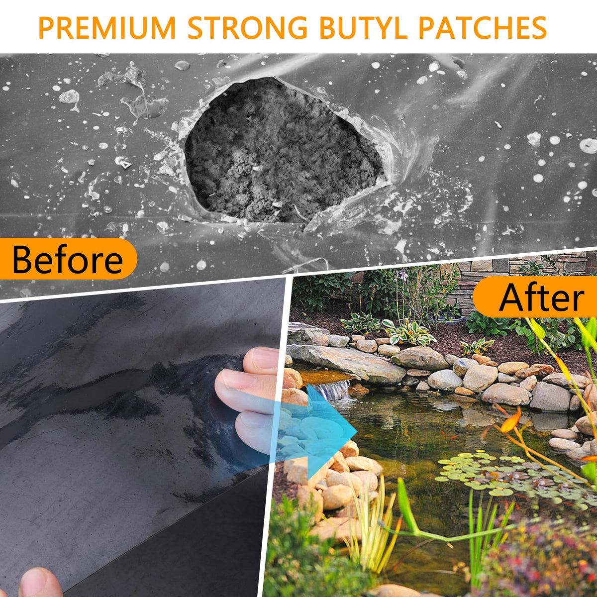 Adnee EPDM patch resists aging and offers weatherproof pond repair.