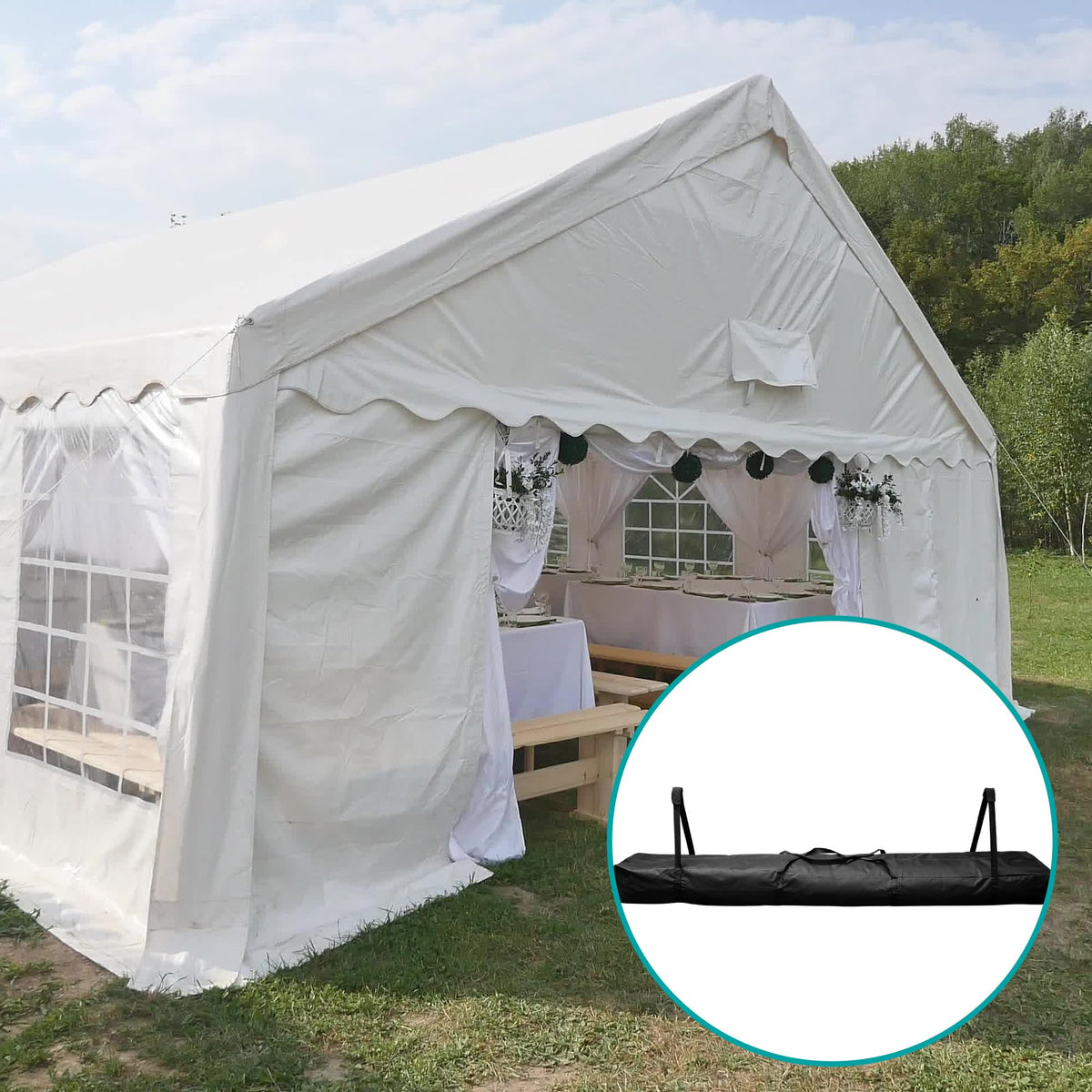 Adnee storage for outdoor gear like toppers, poles and hooks.