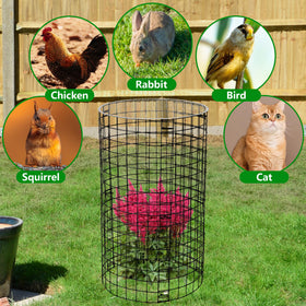 Adnee plant cage set includes 24 panels and 30 ground stakes for full garden coverage.