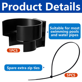Adnee pool intake hose bracket mounted on valve to prevent twisting.