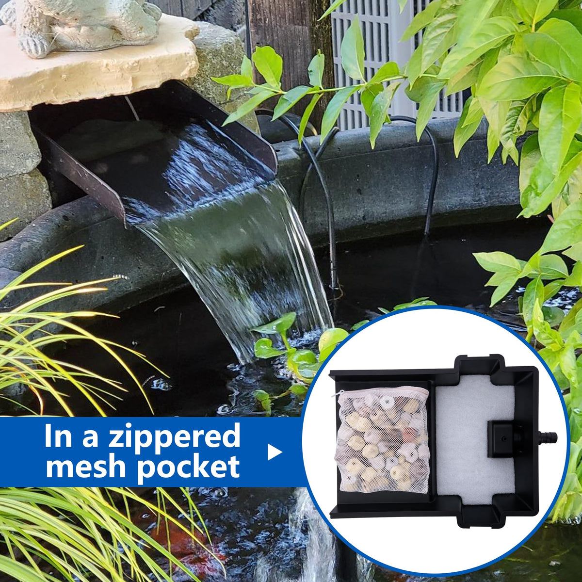 Adnee reusable pond filter mat designed for long-term use