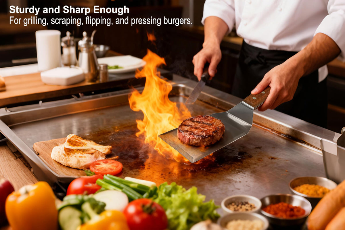 Adoco multipurpose turner ideal for BBQ, grill, and flat-top cooking.