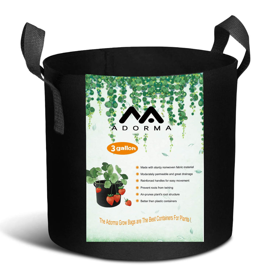 ADORMA 12-pack 3 gallon grow bags for balcony gardens with ample space.