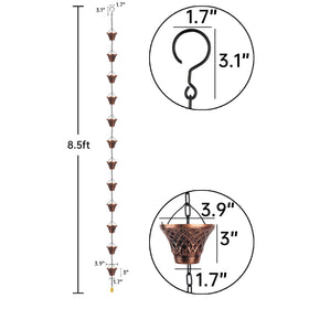 Adorafur copper rain chain viewed from the wall mount