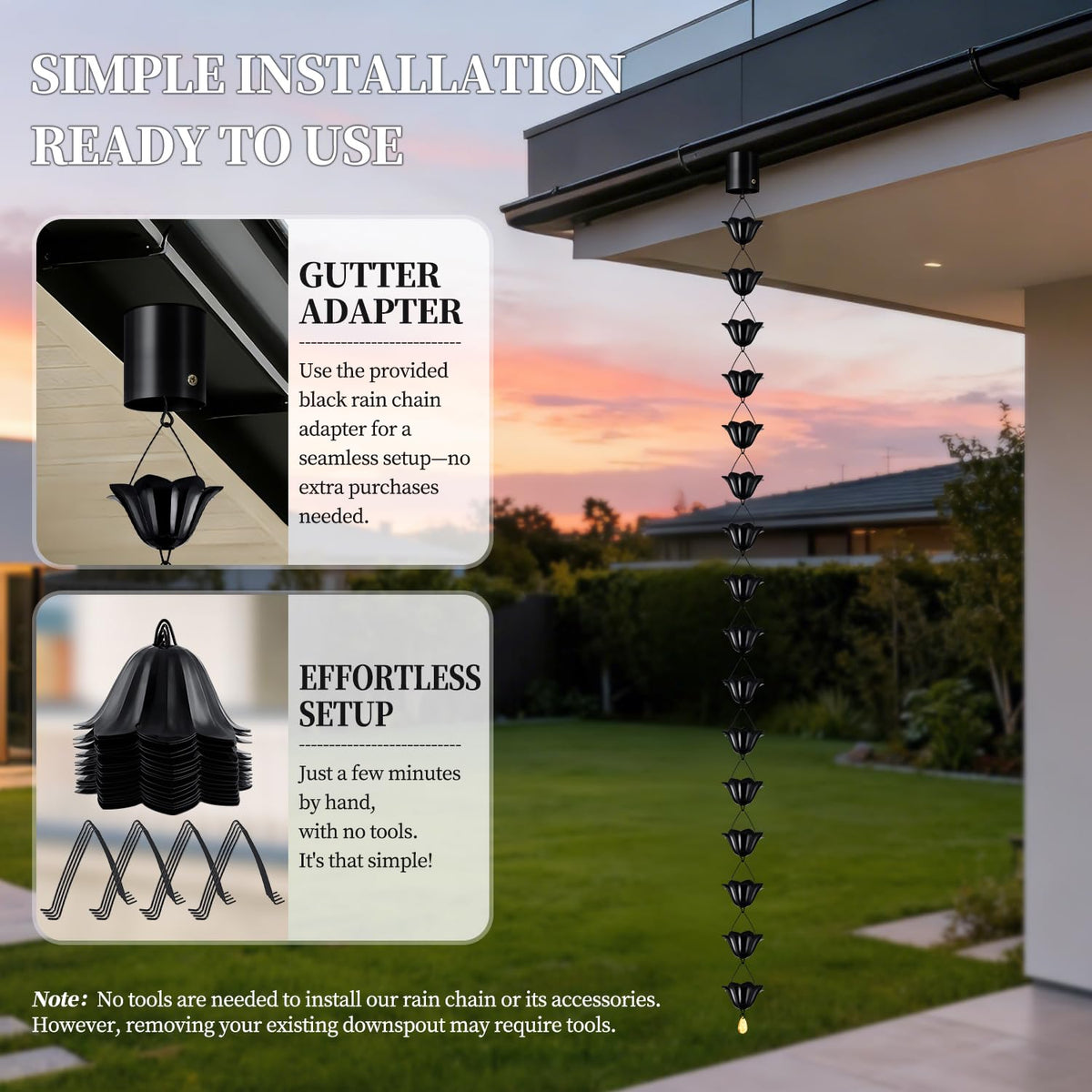Durable Adorafur rain chain made from premium metal with rust-resistant finish