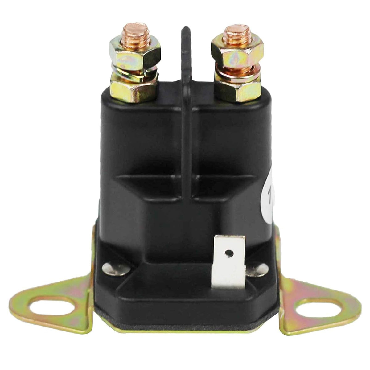 Adorish 12V starter solenoid front view with three terminals for easy wiring.
