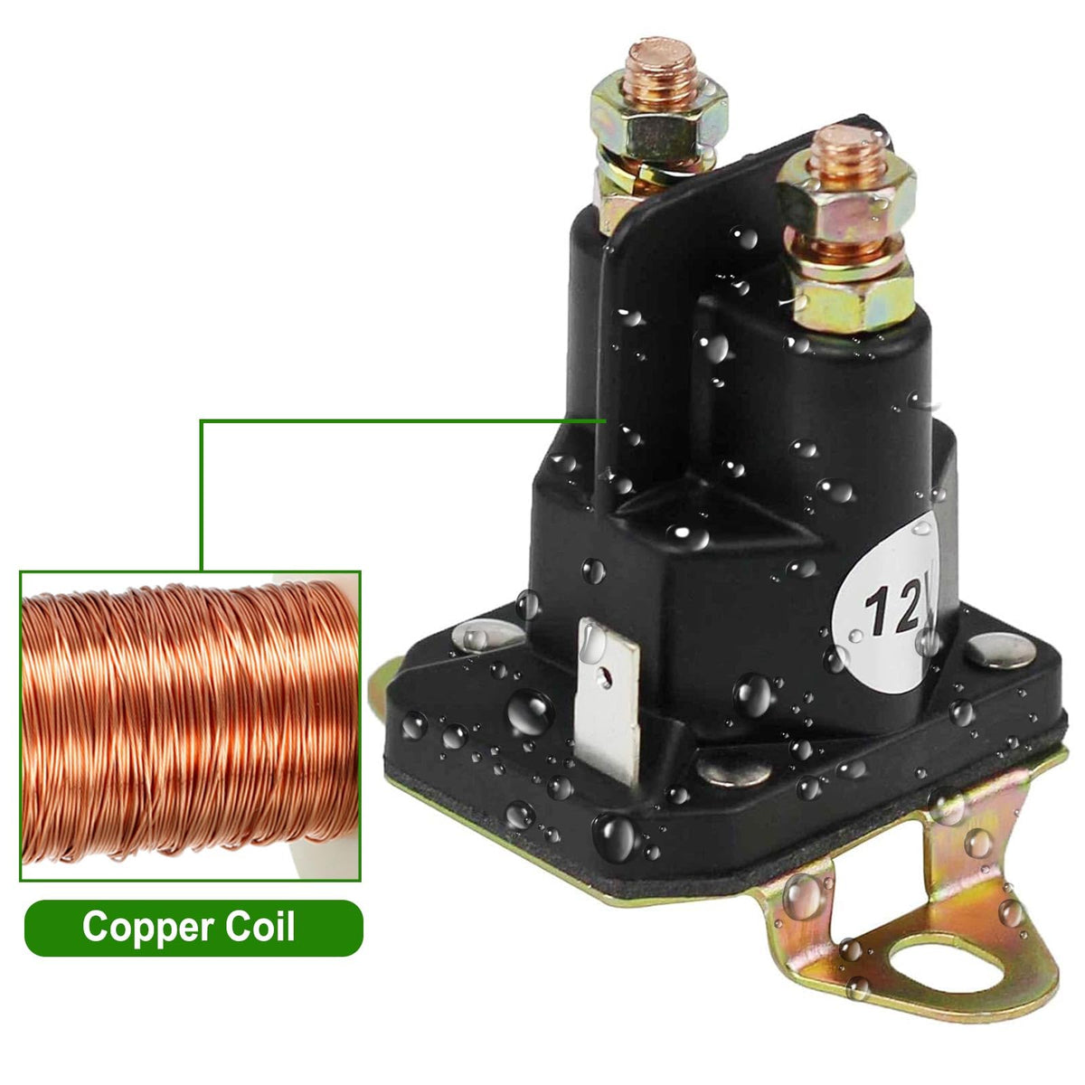 Adorish starter relay copper-cadmium contacts close-up for durability.
