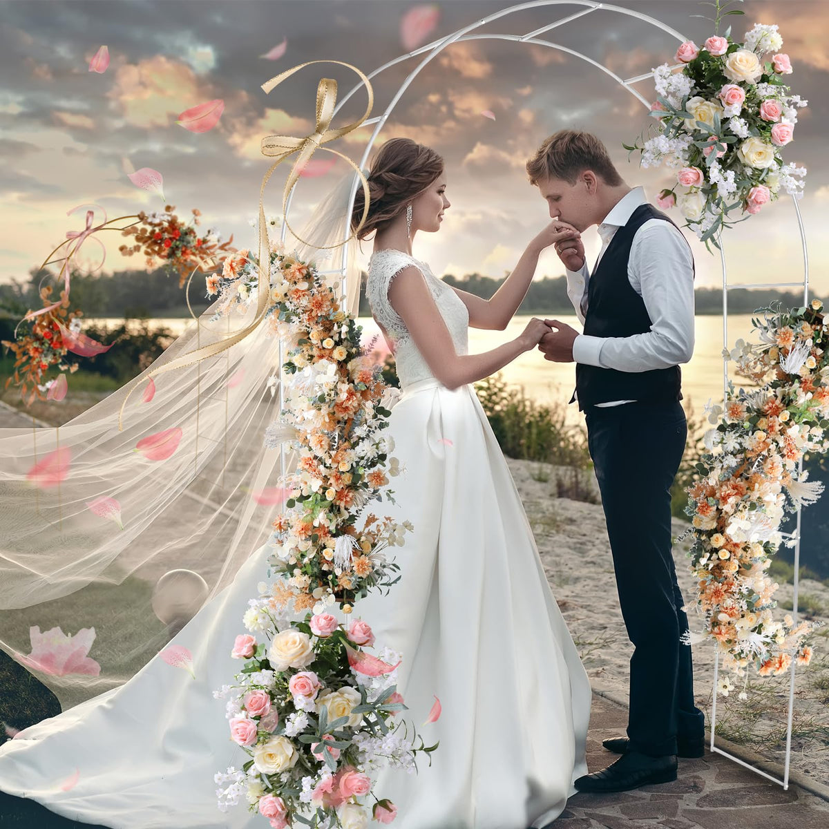 Adorox wedding arch-ceremony backdrop creates elegant entrance or photo spot.