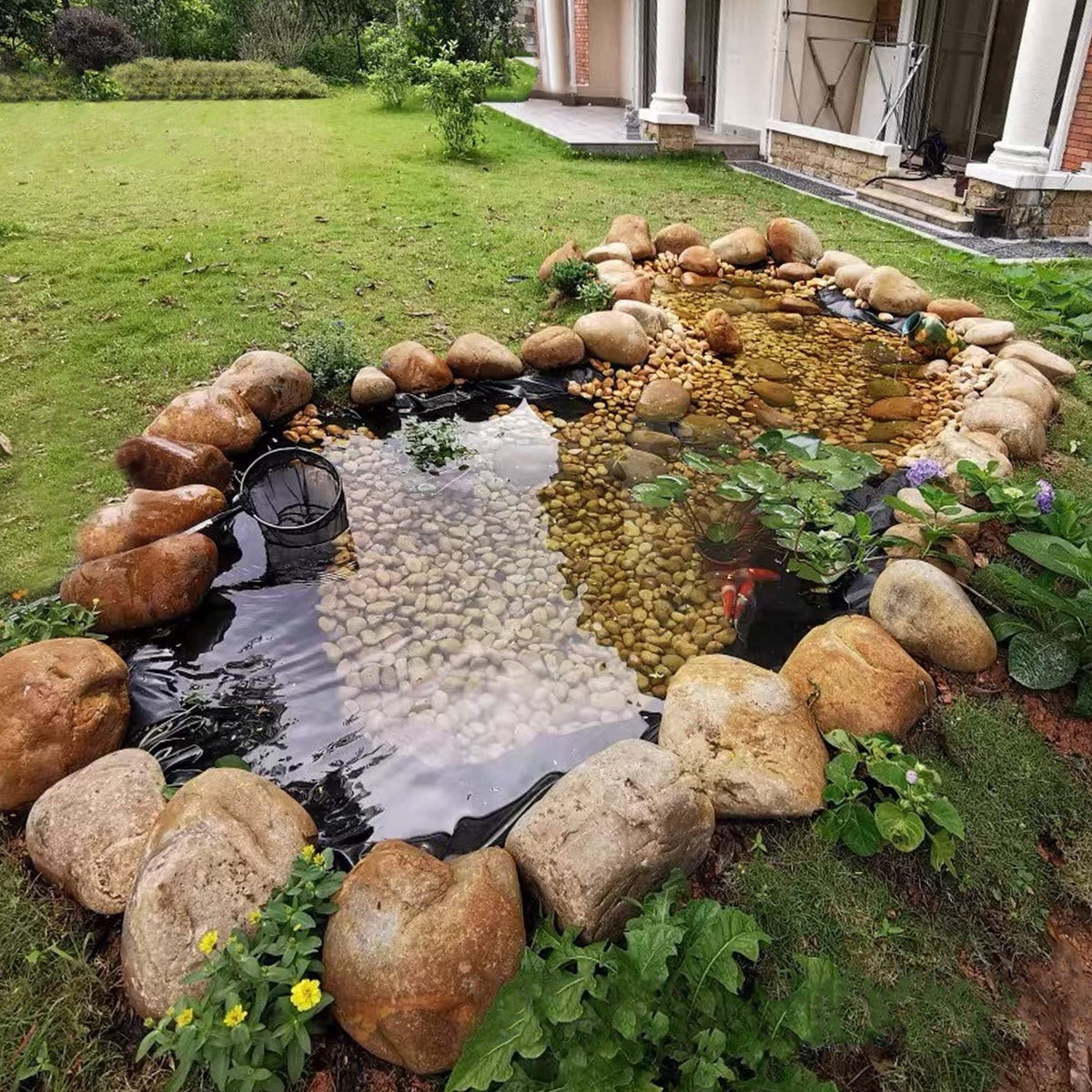 Adroiteet waterfall pond liner provides seamless surface for natural cascades