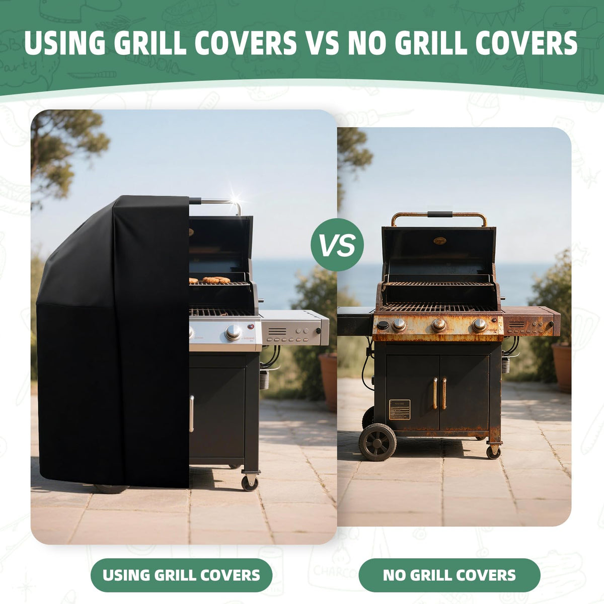 ADTOGA all-weather protection guards your grill through rain sun and cold