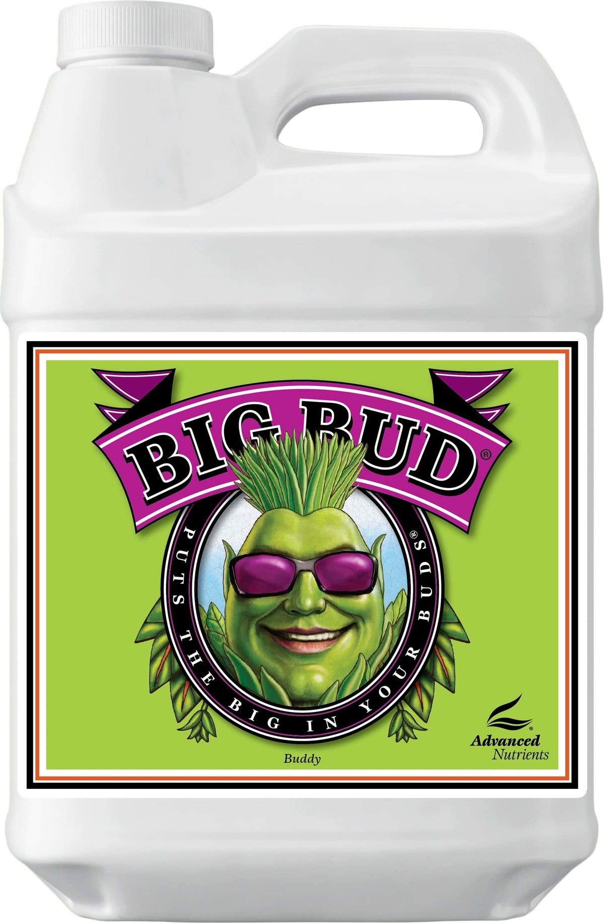 Advanced Nutrients Big Bud bottle in brown amber glass, promotes larger blooms and richer aromas.