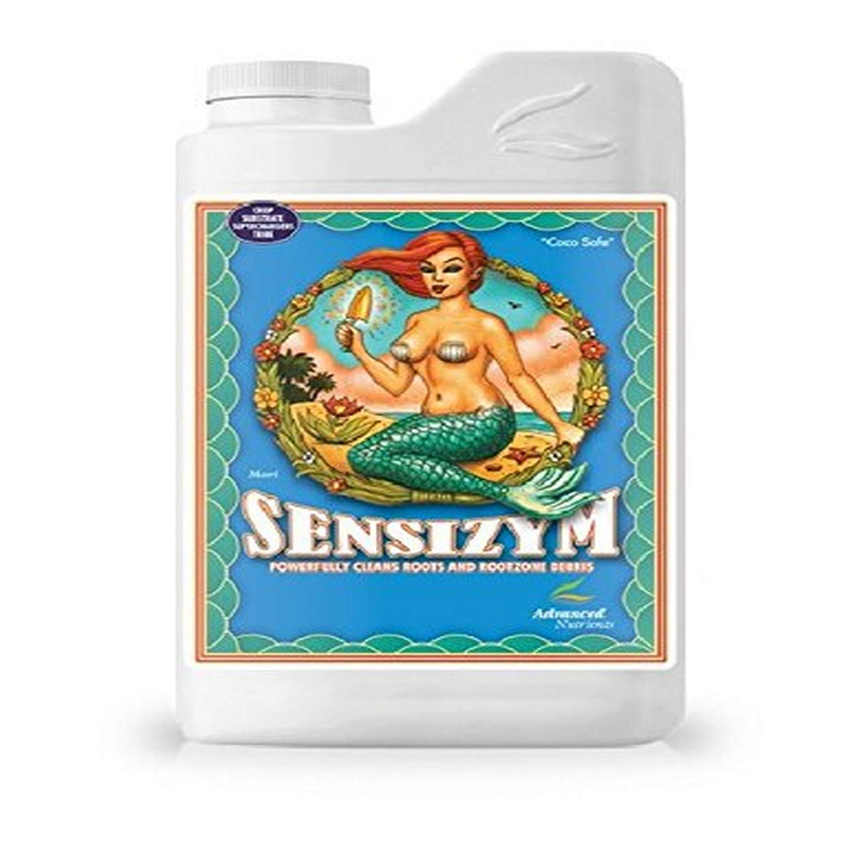 Advanced Nutrients Sensi Zym bottle pour, enzyme-rich formula supporting robust root growth.