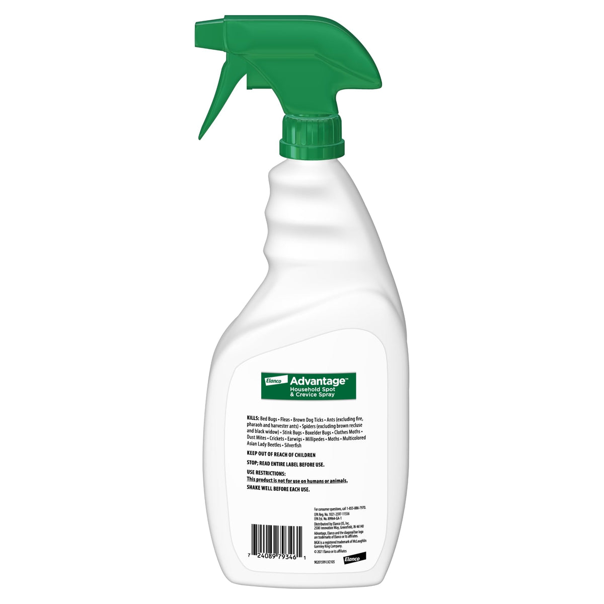 Advantage Spot and Crevice Spray applied around bed frame for pest control.