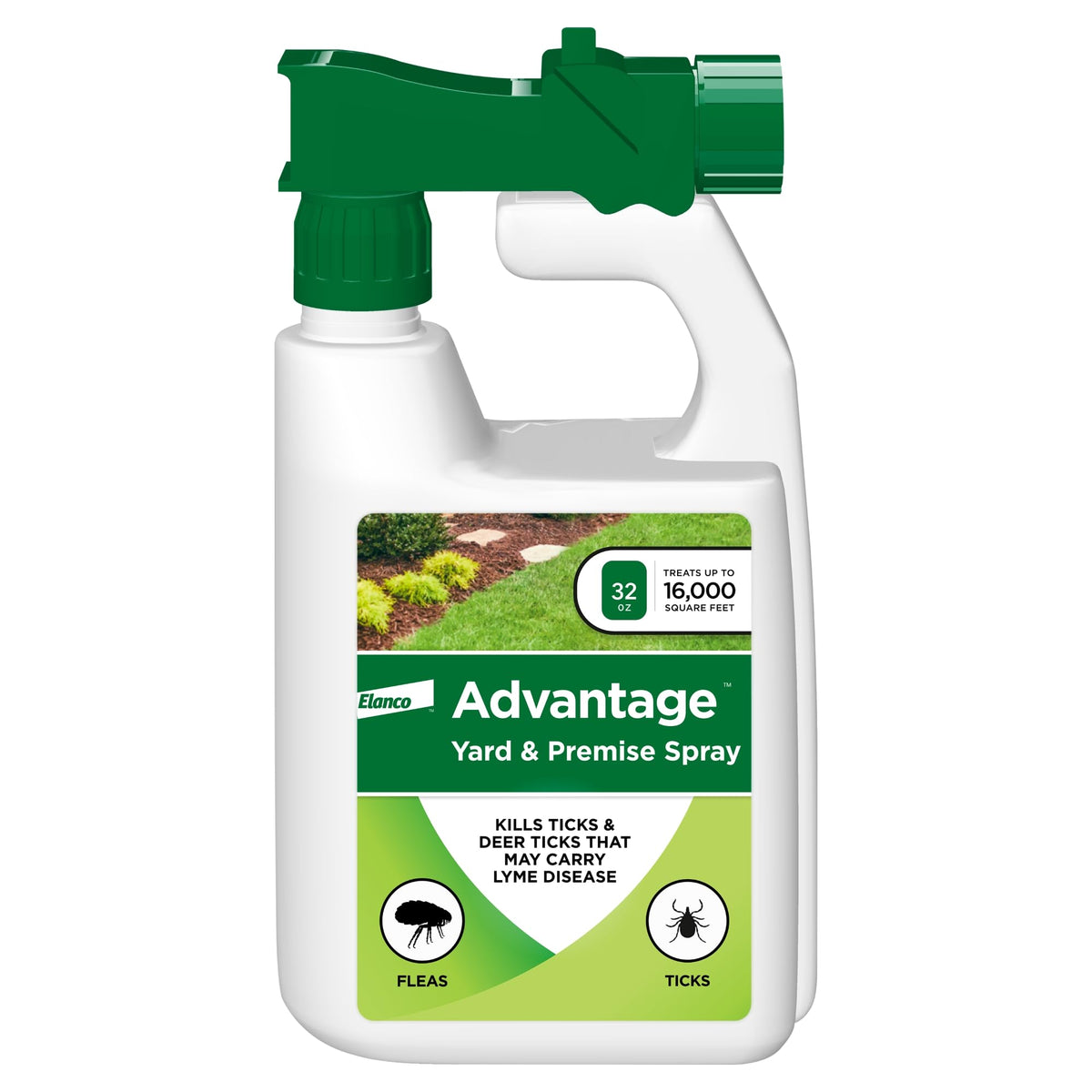 Advantage Yard & Premise Spray kills outdoor fleas and ticks in the lawn area.