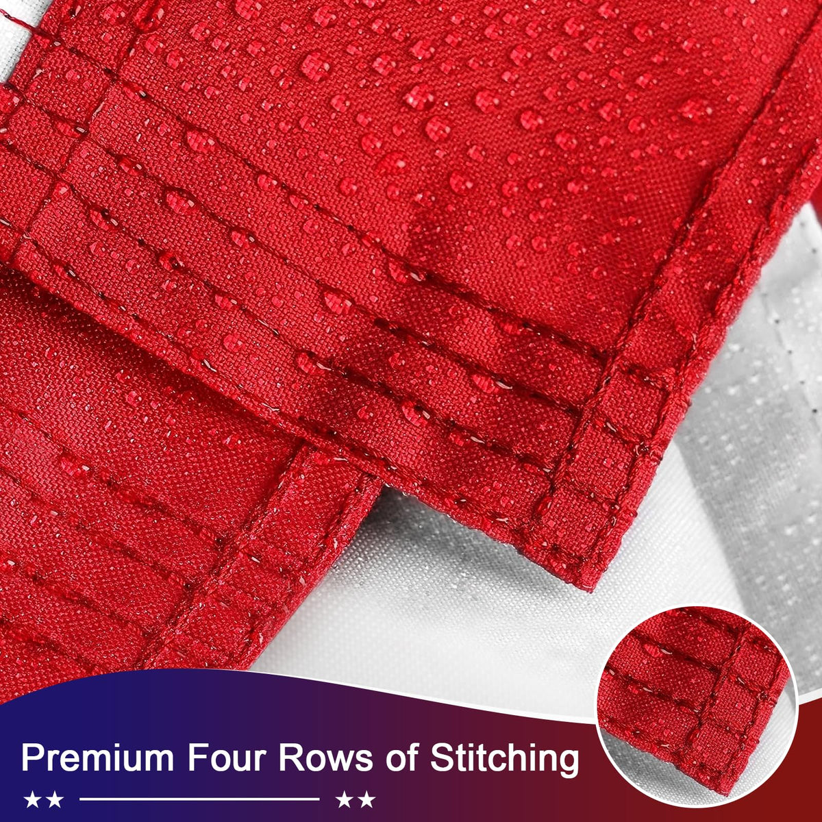 ADVELILD canvas header with brass grommets securing the flag