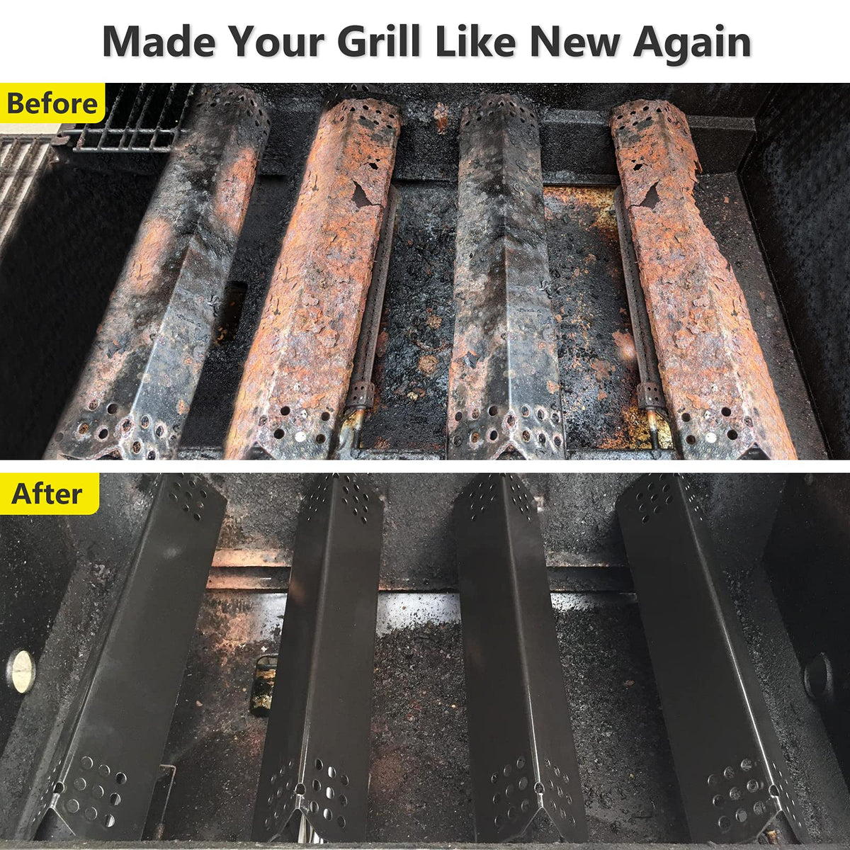 Easy to install four porcelain shields refresh an old grill