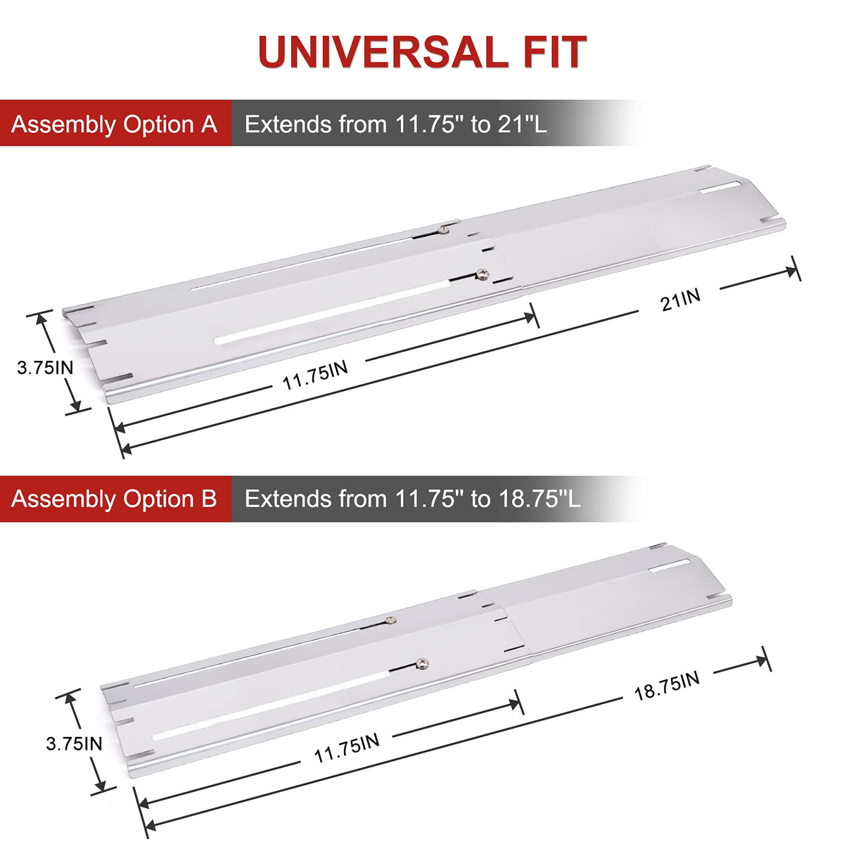 Adviace heat shields show 1.2mm stainless steel thickness for durability