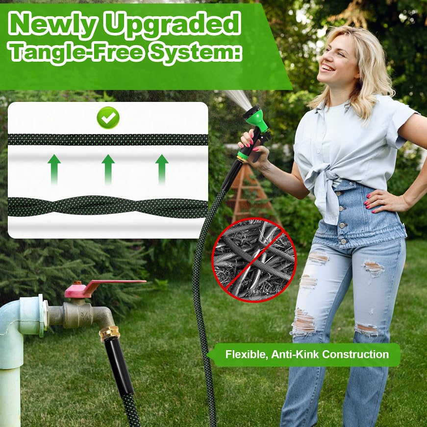 Advinski garden hose 50ft 10-pattern nozzle offers versatile watering options