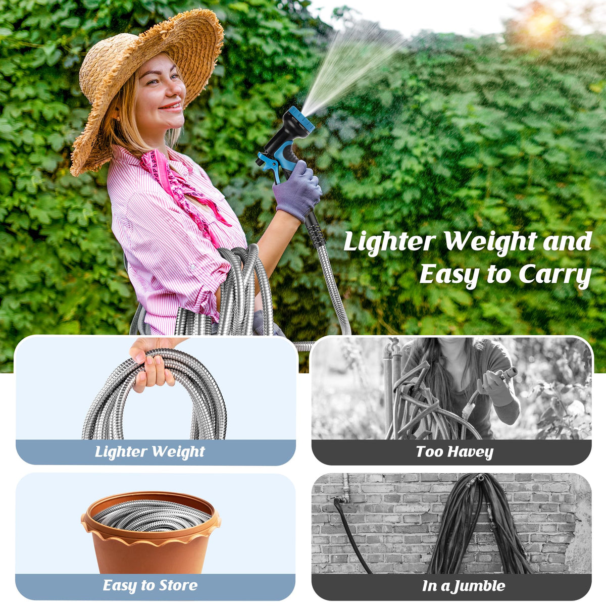 Advinski Garden Hose lightweight at 5.5 lbs for easy carry