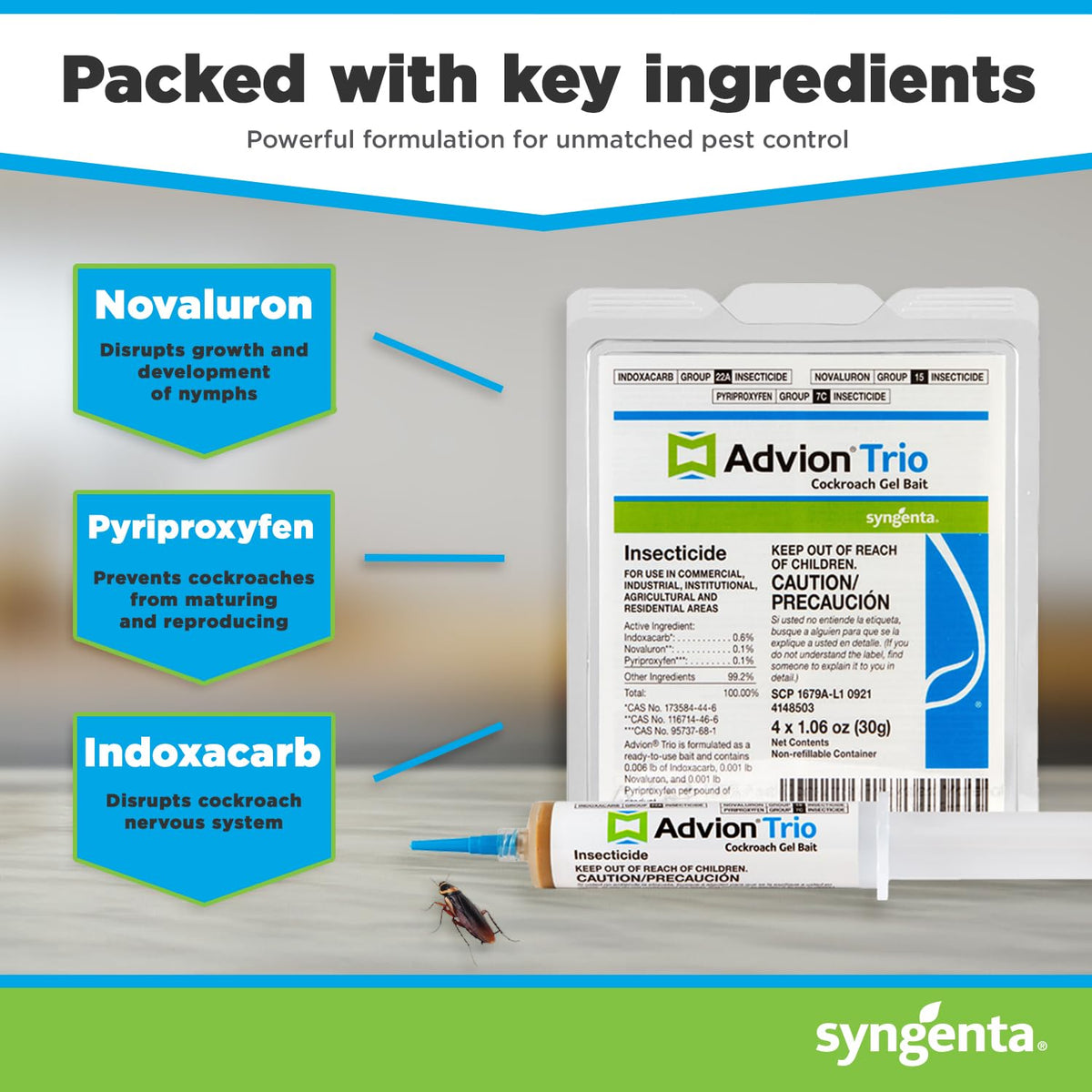 Advion Trio gel bait tubes for fast, ready-to-use cockroach control.