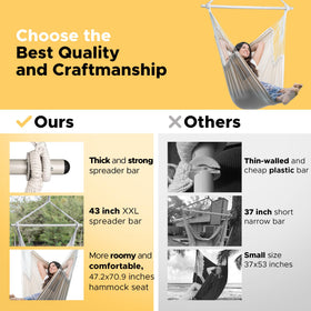 ADVOKAIR hammock chair supports up to 500 lbs for secure lounging.