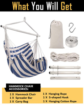 ADVOKAIR all-in-one hammock kit includes bar, hooks, and strap for quick setup.