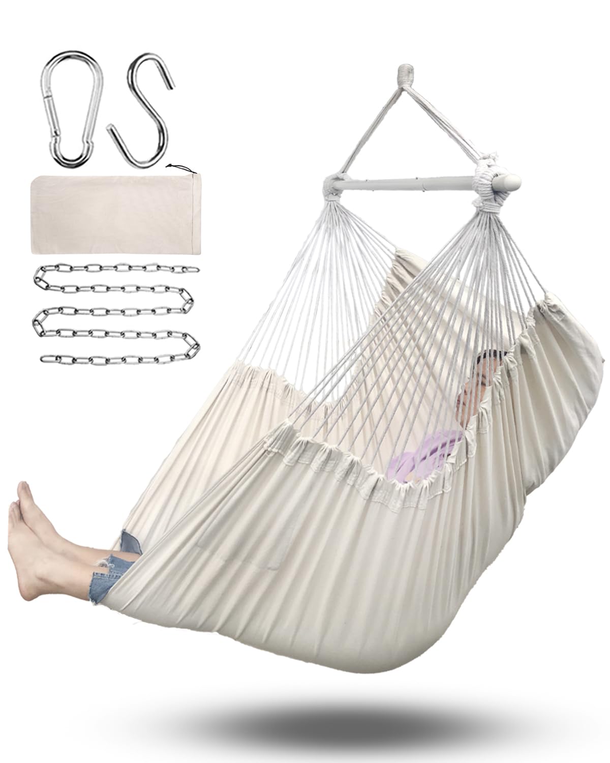 ADVOKAIR hammock chair large 70.9x47.2 inches for roomy lounging indoors or outdoors.