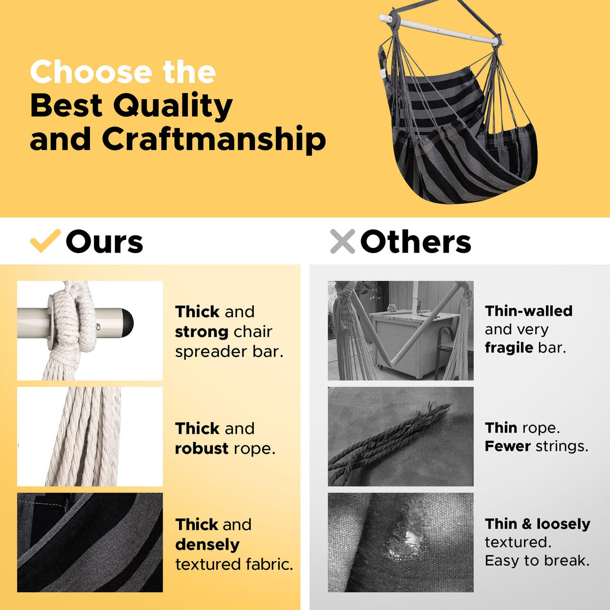 ADVOKAIR portable hammock chair with adjustable strap system for travel