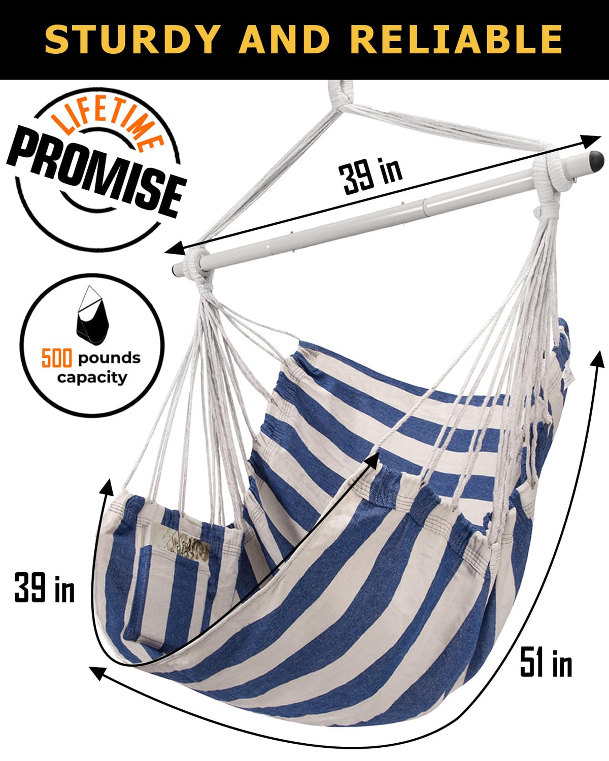 ADVOKAIR hammock chair is portable and lightweight for travel and camping.