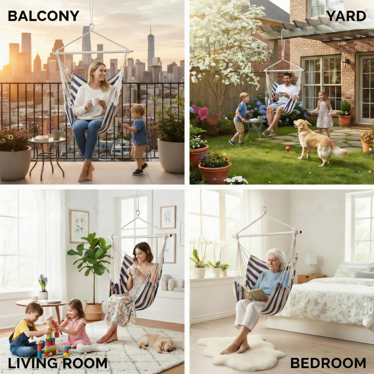 ADVOKAIR hammock chair side pocket keeps essentials within reach during sway.