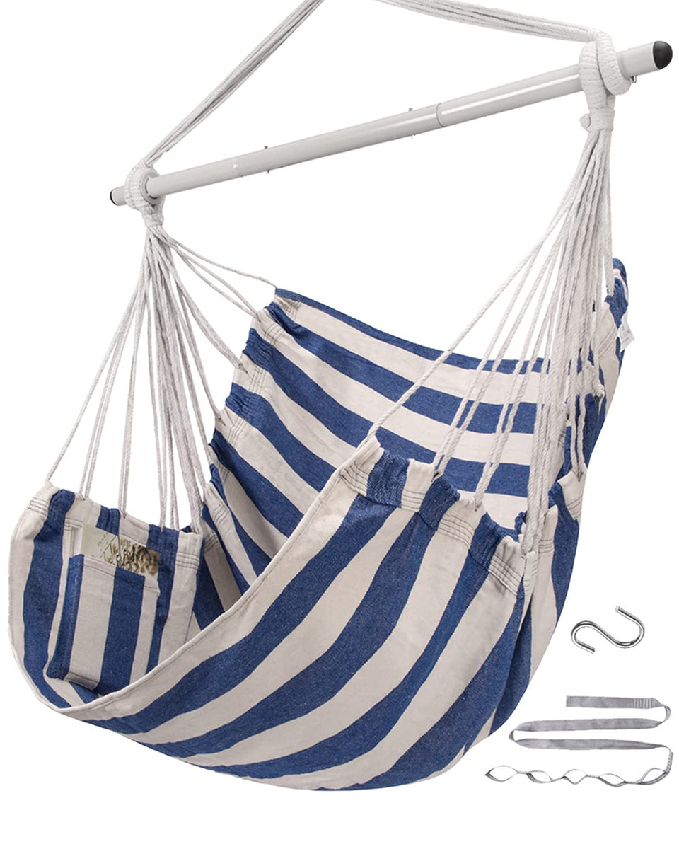 ADVOKAIR hammock chair with steel spreader bar offers secure, durable support for indoor or outdoor use.