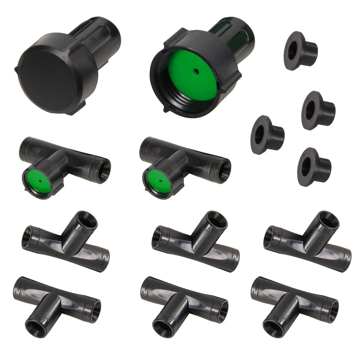 Aeacus soaker hose fittings with quick-set connectors for reliable irrigation setups.