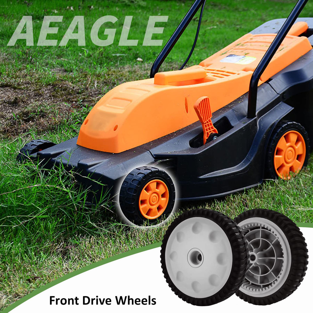 Aeagle traction-focused wheel helps mow inclines and embankments.