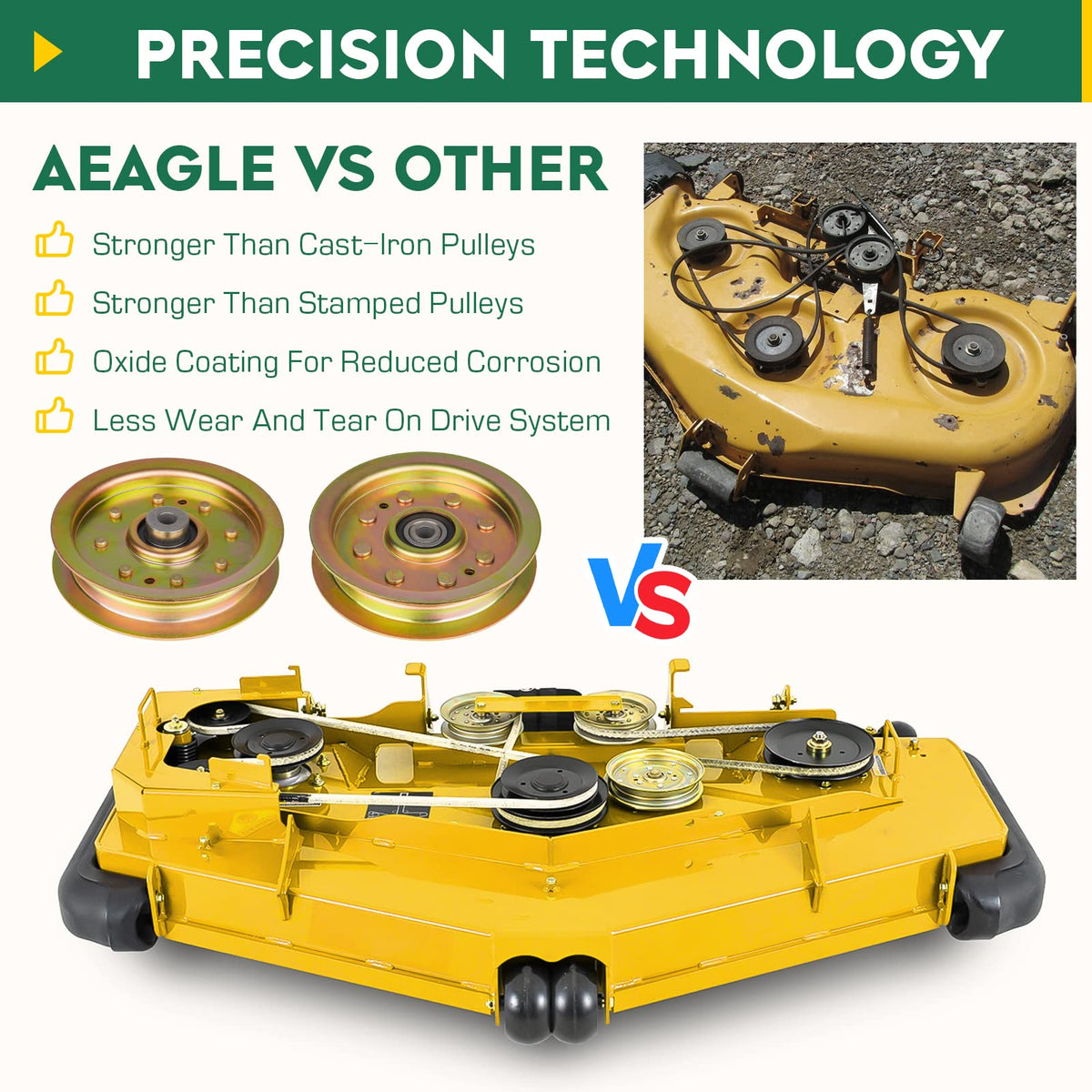 Aeagle flat idler pulley compatible with Cub Cadet and MTD models.