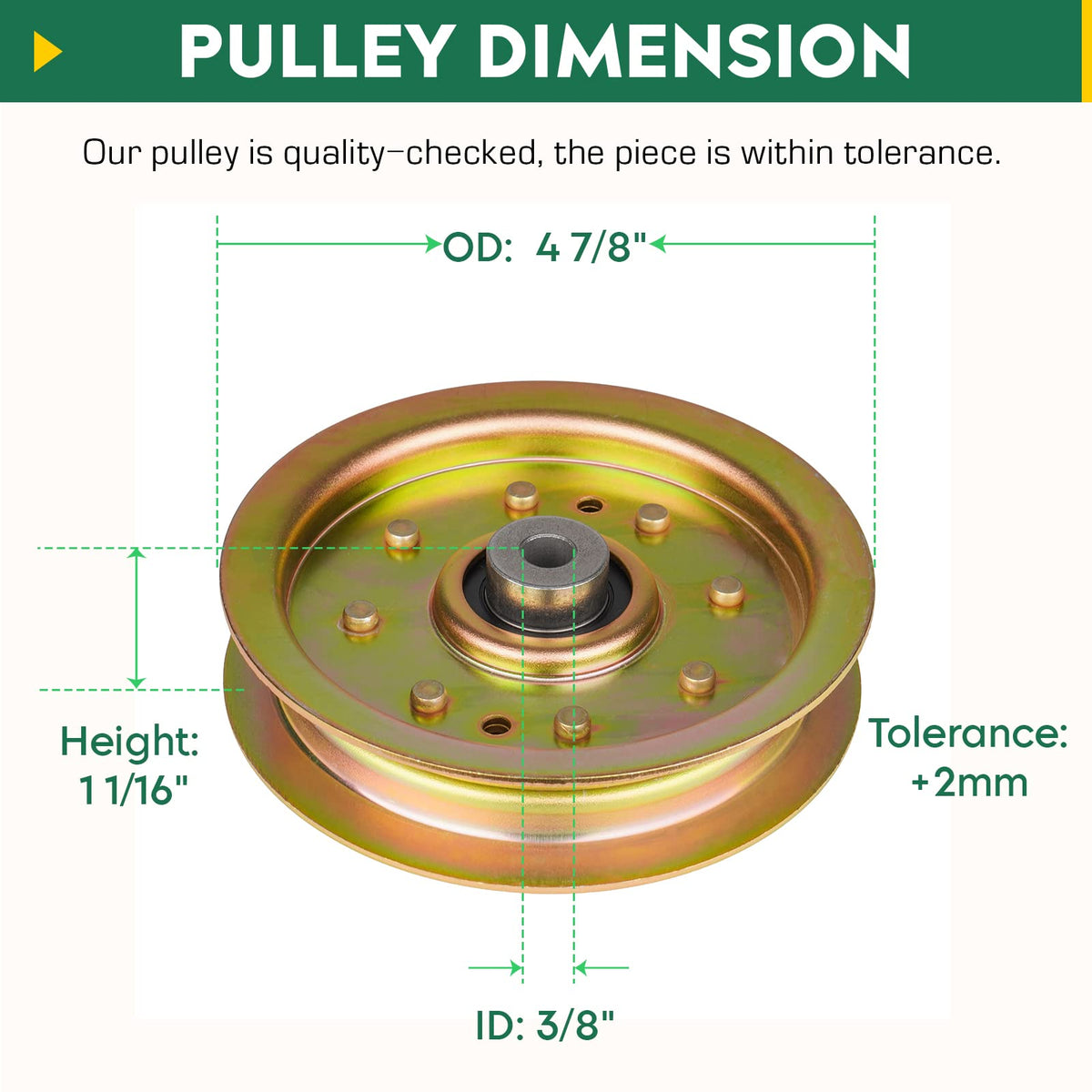Aeagle pulley height 1-1/16 inch ensures proper belt tension.