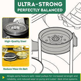 Aeagle idler-pulley installed on Husqvarna mower for smooth operation.
