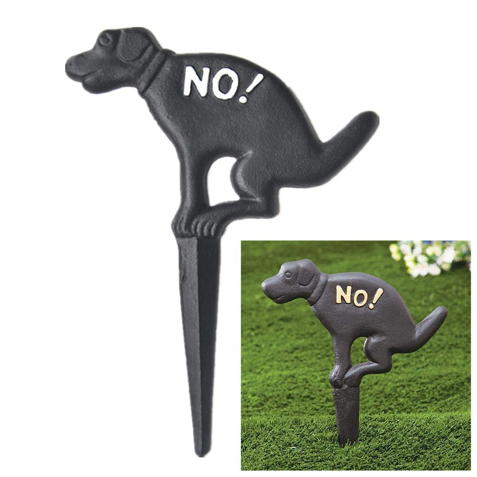 Aebor no-pooping dog yard sign iron, durable outdoor lawn decor.