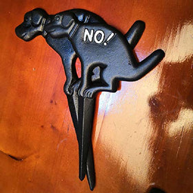 Aebor outdoor no-poop sign with solid iron construction resists rust.