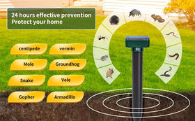 AECITY Upgrade 8PK installation-friendly mole deterrent stake with waterproof housing.