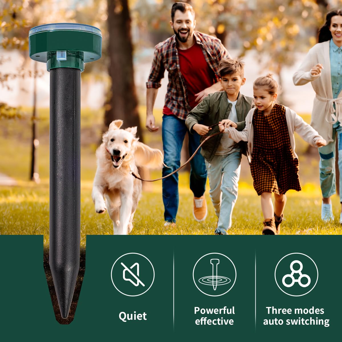 AECITY Easy-install, no-wiring mole deterrent stake for quick garden setup.