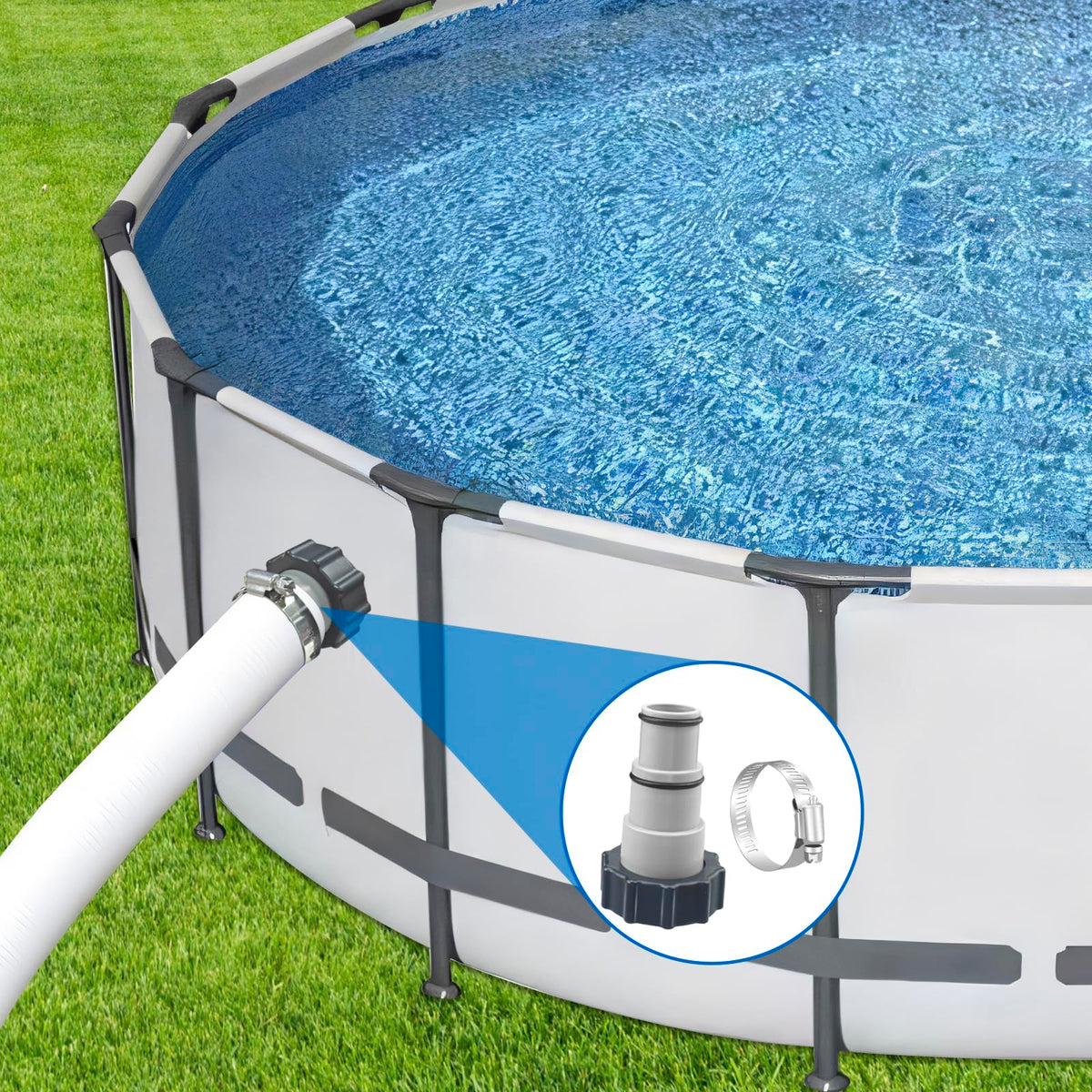 Aecsze adapter in use with pool equipment like filters and salt systems