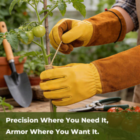 Breathable leather keeps hands cool during long garden sessions with Aegend gloves.