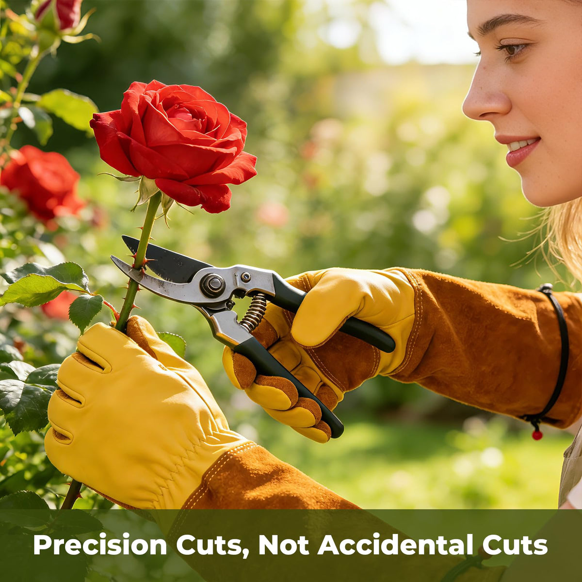 Gauntlet cuff blocks dirt and debris for cleaner forearms while digging with Aegend gloves.