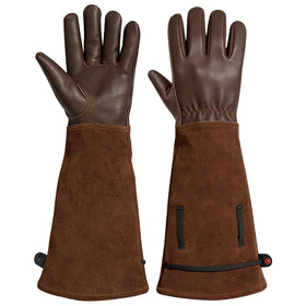 Aegend gloves with long gauntlet cuff protecting forearms during pruning